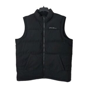 Eddie Bauer Down Fill NWOT Men's Black Full Zip XL Puffer Vest Outdoor Warm
